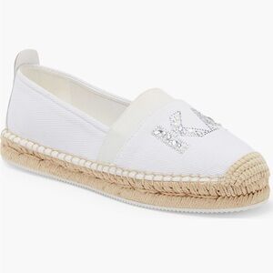 Karl Lagerfeld White and Tan Espadrilles